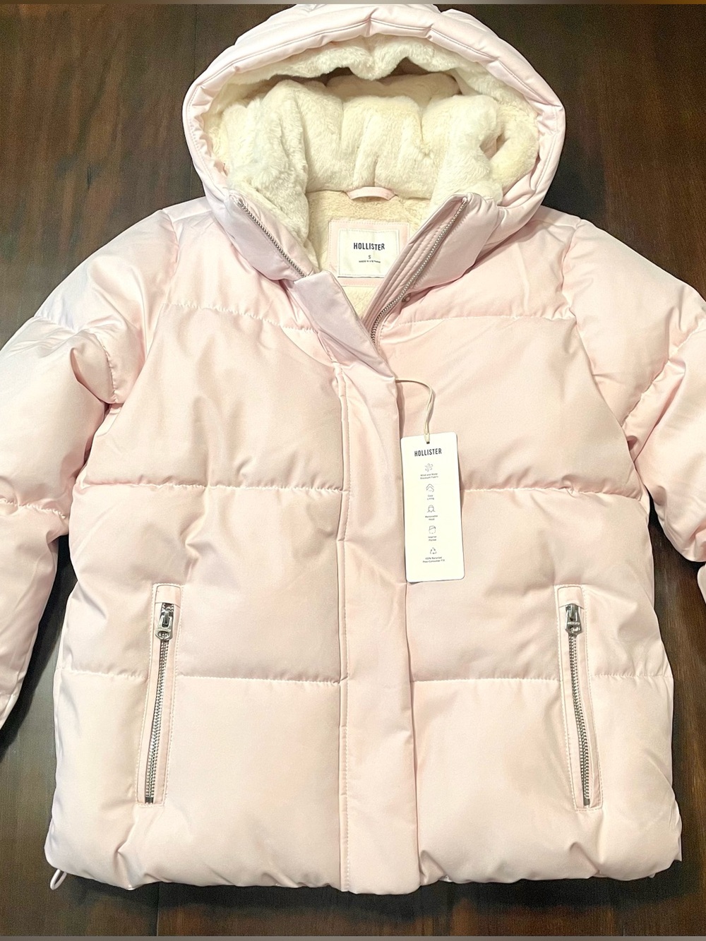 Hollister Pink Faux Fur Lined Puffer Jacket